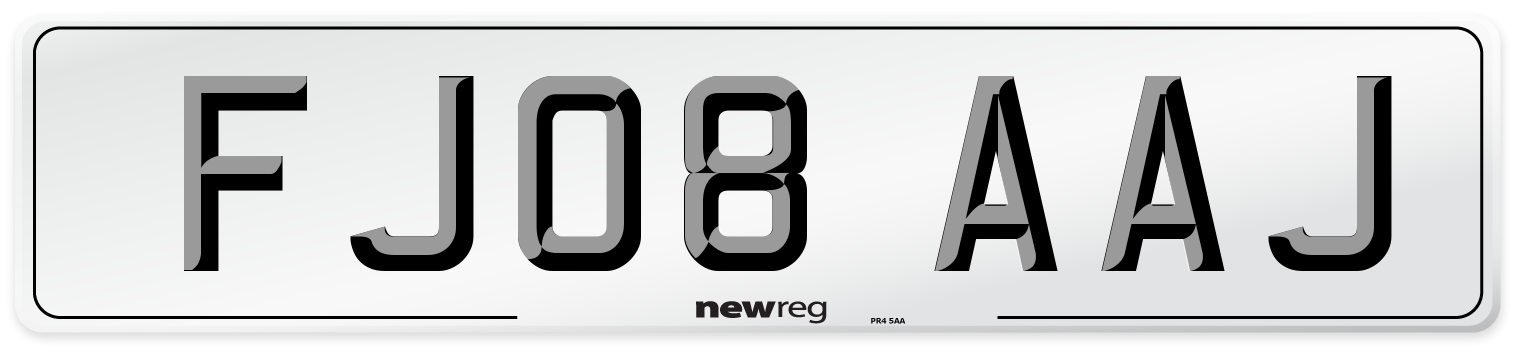 FJ08 AAJ Number Plate from New Reg